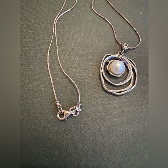 Vintage Pearl Israel 925 Sterling Silver Necklace 18in - Picture 8 of 11